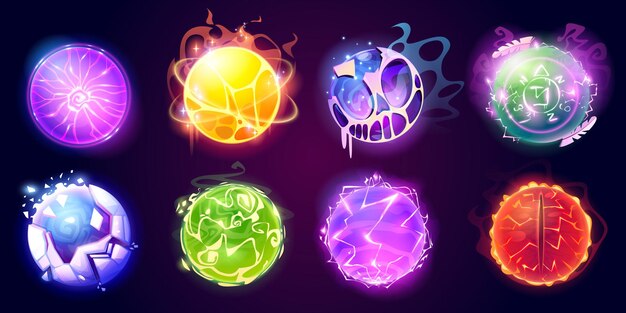 Conjunto de dibujos animados de bolas mágicas de adivinación