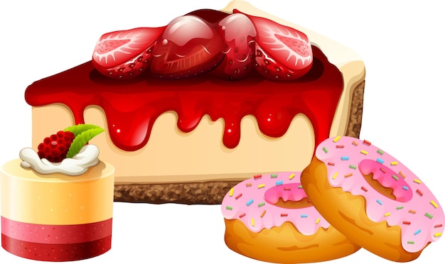 Vector gratuito conjunto de dibujos animados deliciosos postres