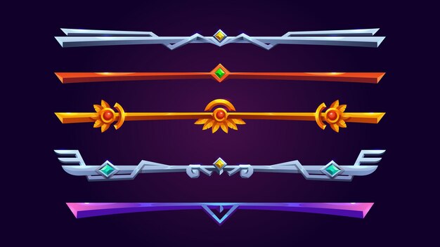Conjunto de dibujos animados de divisores de juegos decorativos