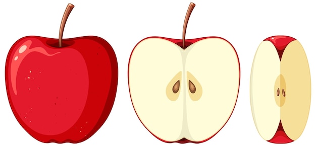 Conjunto de dibujos animados de frutas de manzana