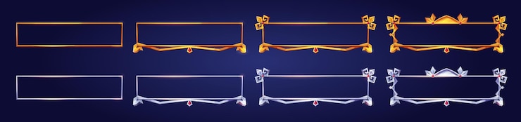 Vector gratuito conjunto de dibujos animados de marcos medievales para el diseño de la interfaz de usuario del juego