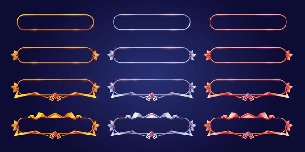 Conjunto de dibujos animados de marcos medievales para el diseño de la interfaz de usuario del juego