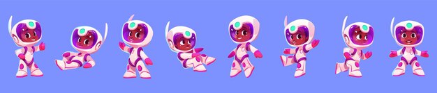 Conjunto de dibujos animados de niño astronauta afroamericano