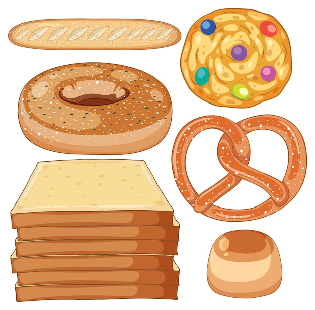 Vector gratuito conjunto de dibujos animados de panadería