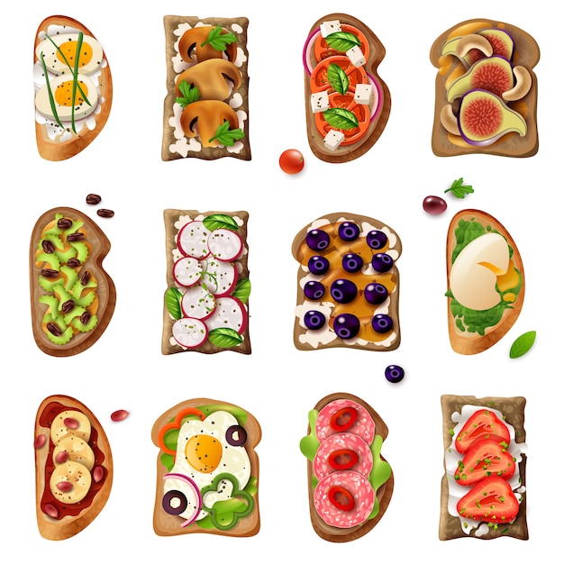 Conjunto de dibujos animados de sandwiches