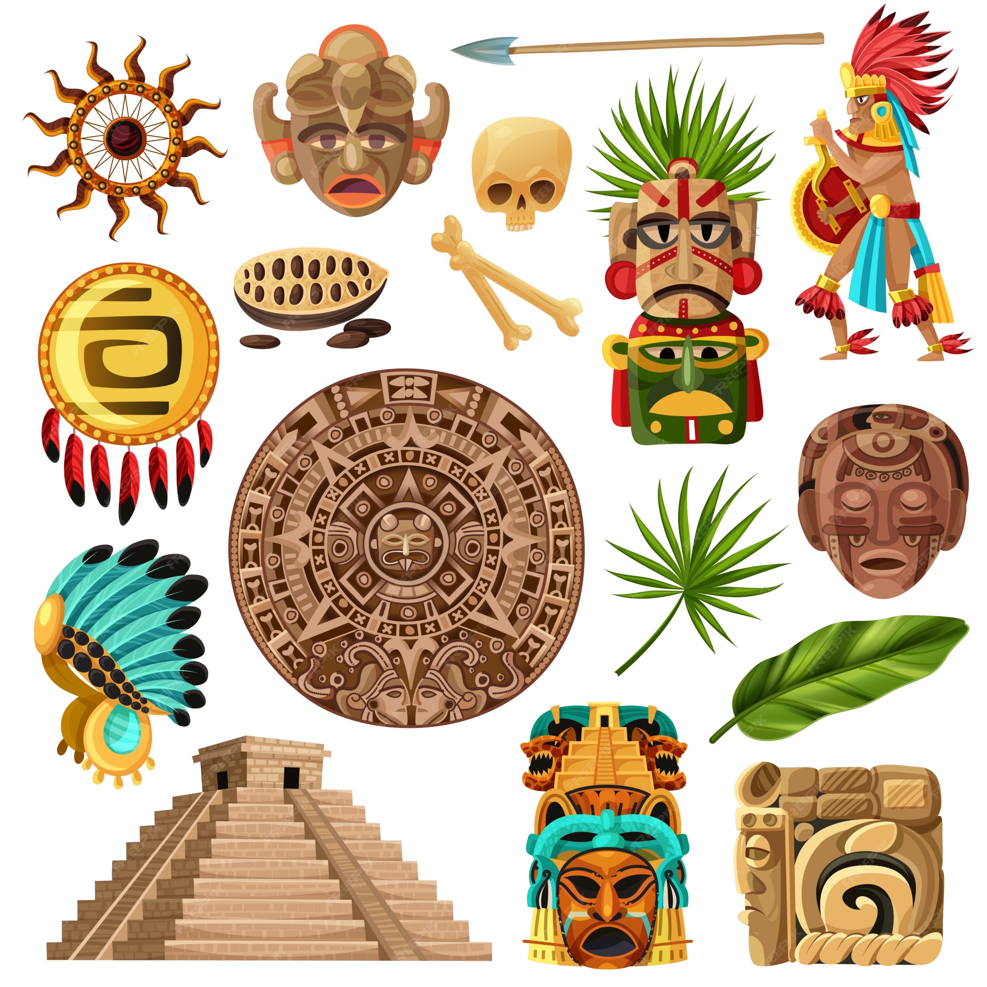 Conjunto de dibujos animados tradicionales mayas | Vector Gratis