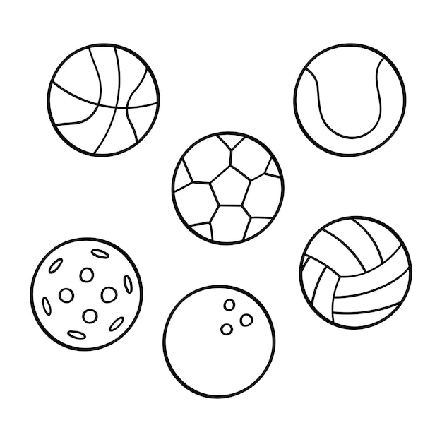 Conjunto de dibujos deportivos de pelota