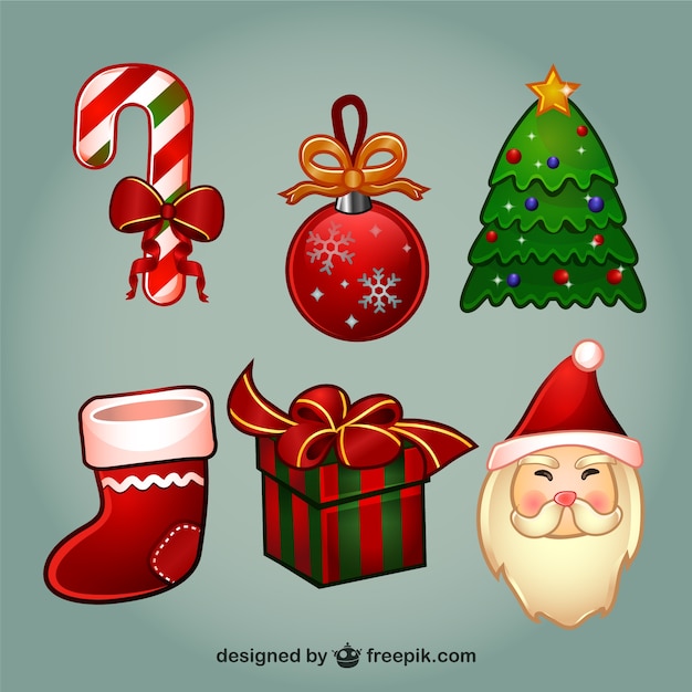 Vector gratuito conjunto de dibujos de navidad a color