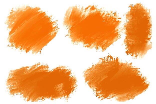 Conjunto de dibujos de pincel de acuarela naranja