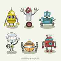 Vector gratuito conjunto de dibujos de robots