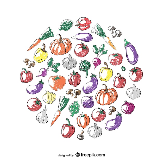 Vector gratuito conjunto de dibujos de verduras