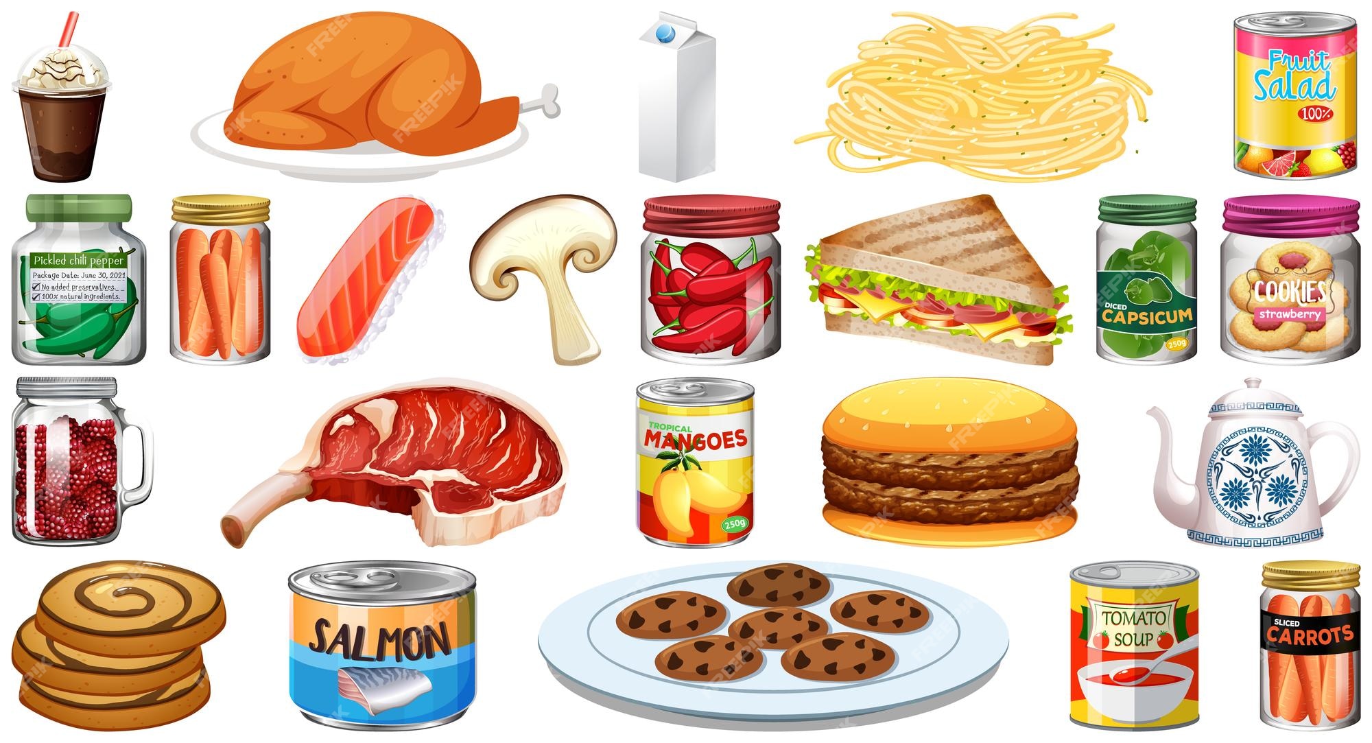 Conjunto de diferentes alimentos | Vector Gratis