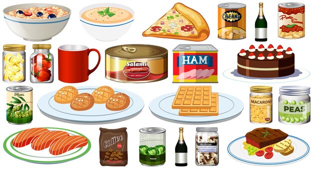 Conjunto de diferentes alimentos
