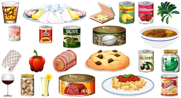 Conjunto de diferentes alimentos