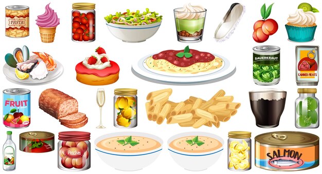 Conjunto de diferentes alimentos