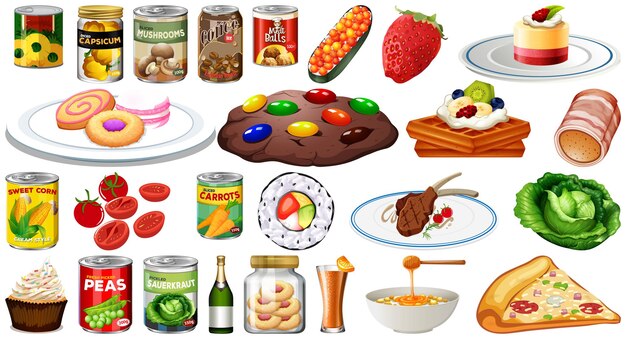 Conjunto de diferentes alimentos