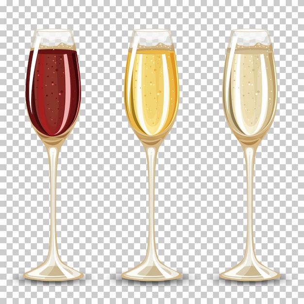 Conjunto de diferentes bebidas en el vaso.