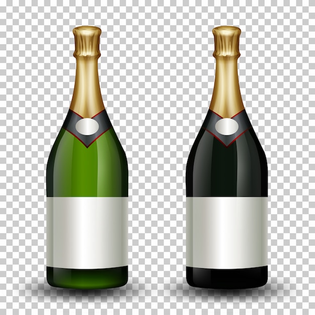 Vector gratuito conjunto de diferentes botellas de champagne.