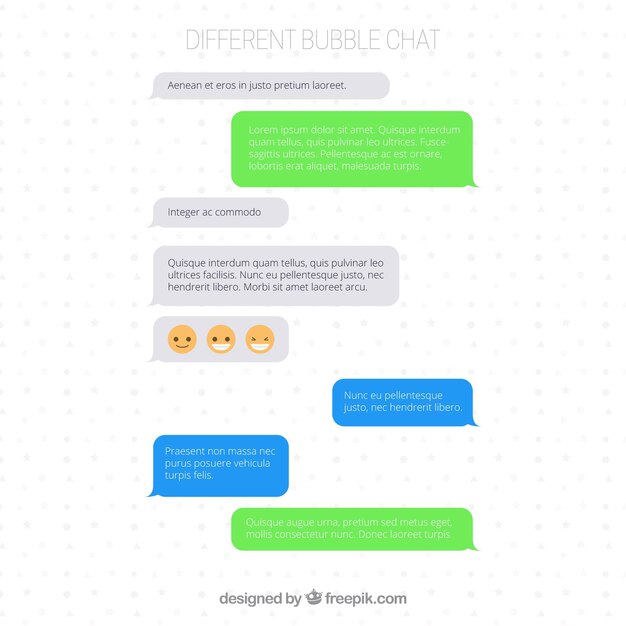 Conjunto de diferentes burbujas de chat para la aplicación de mensajería