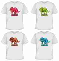 Vector gratuito conjunto de diferentes camisetas con dinosaurios.