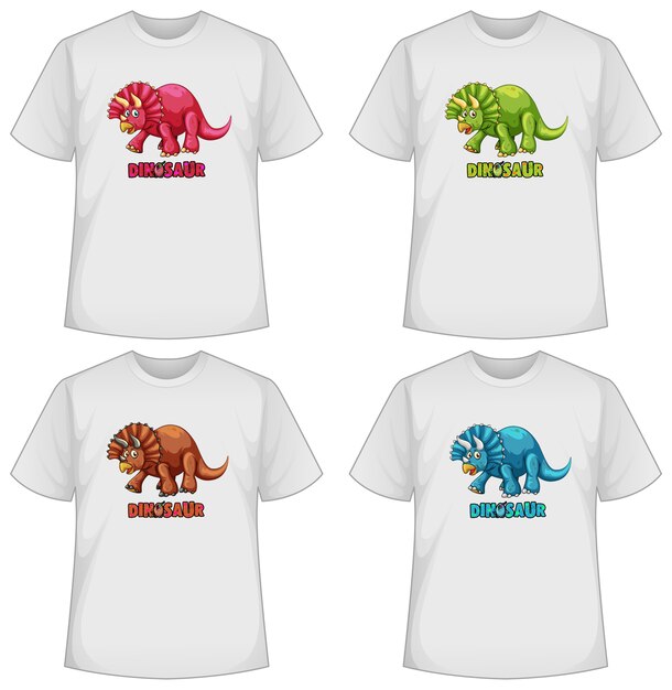 Conjunto de diferentes camisetas con dinosaurios.