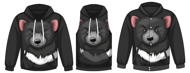 Conjunto de diferentes chaquetas con plantilla de oso negro.