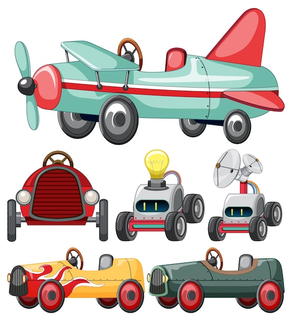 Conjunto de diferentes coches de juguete.