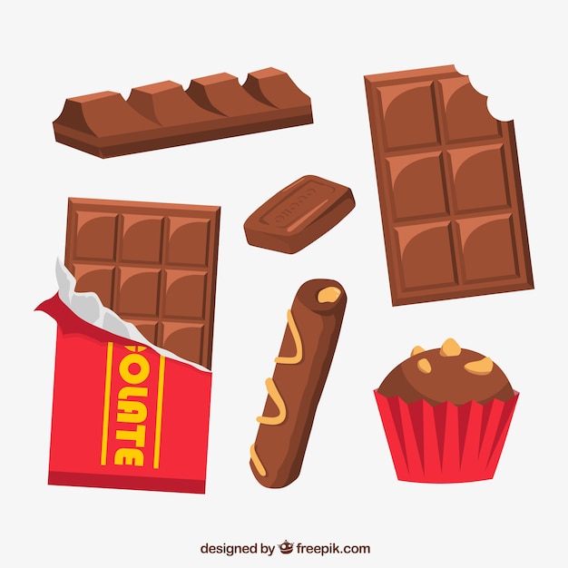 Conjunto de diferentes dulces de chocolate