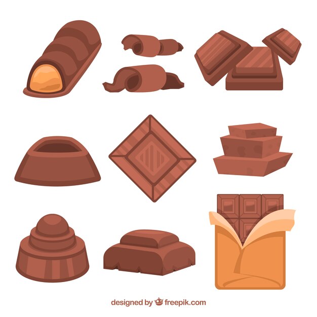 Conjunto de diferentes dulces de chocolate