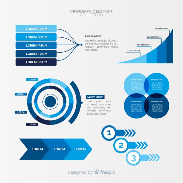 Conjunto de diferentes elementos infográficos