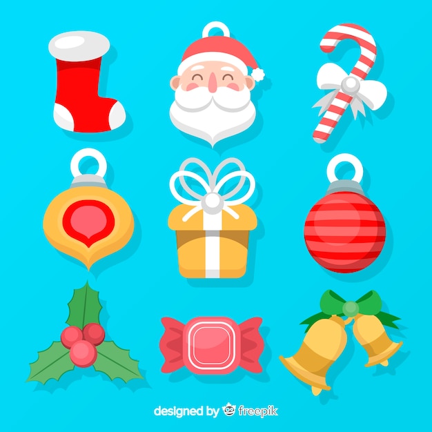 Conjunto de diferentes elementos navideños.
