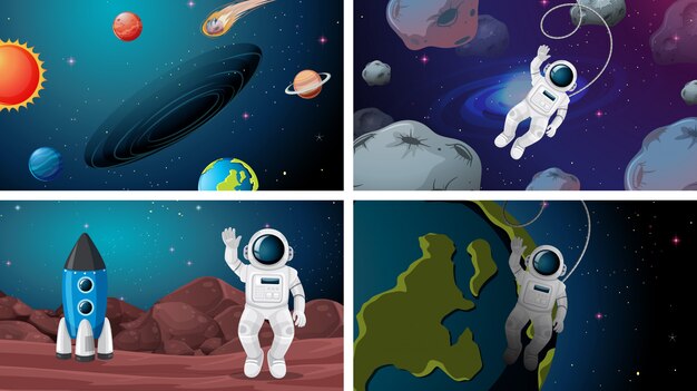 Conjunto de diferentes escenas espaciales.