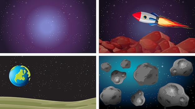 Conjunto de diferentes escenas de espacio de fondo.