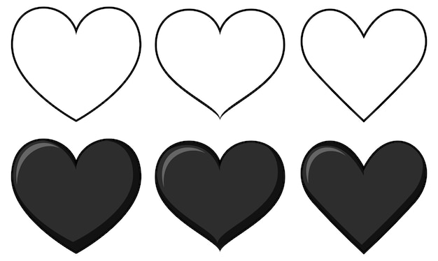 Vector gratuito conjunto de diferentes formas de corazón.