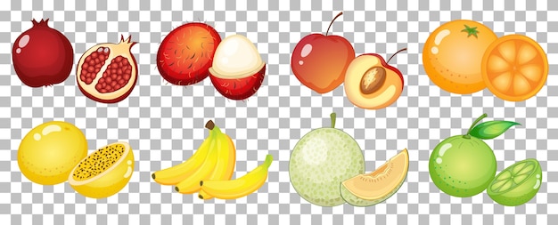 Vector gratuito conjunto de diferentes frutas aisladas