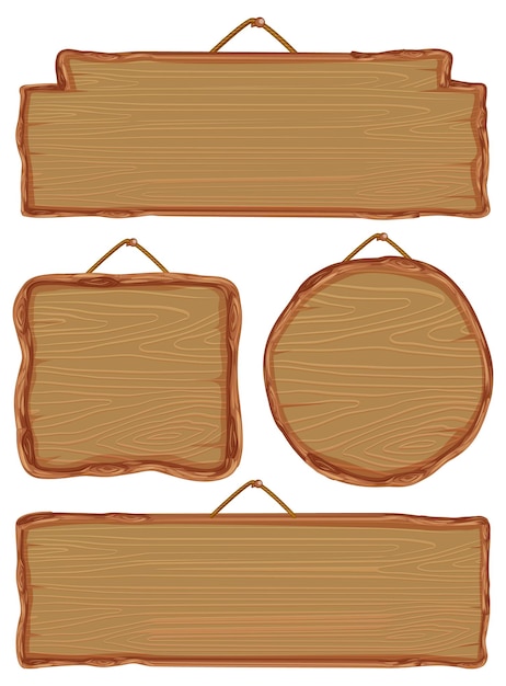 Conjunto de diferentes letreros de madera.
