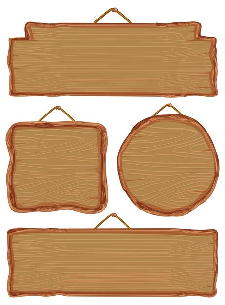 Conjunto de diferentes letreros de madera.