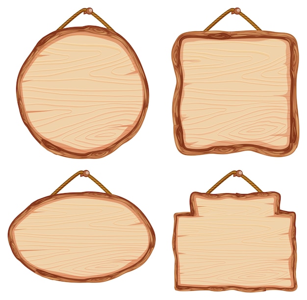 Conjunto de diferentes letreros de madera.