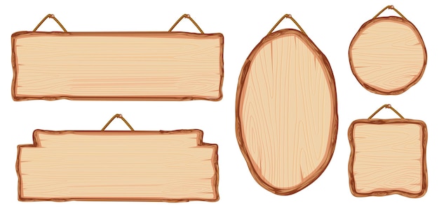 Conjunto de diferentes letreros de madera.