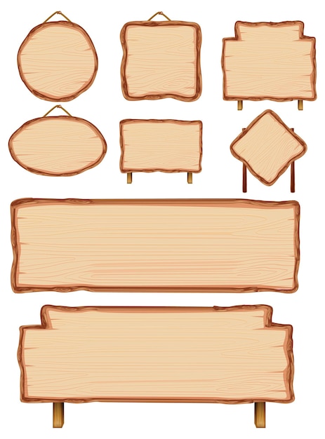 Conjunto de diferentes letreros de madera.