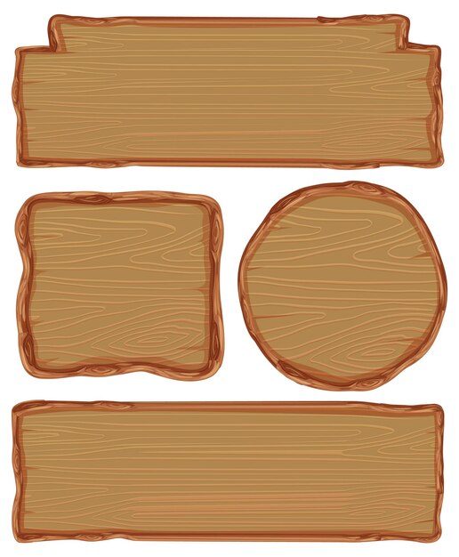 Conjunto de diferentes letreros de madera.