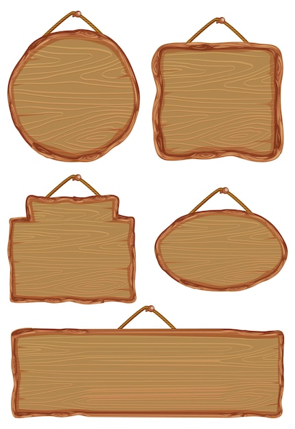 Conjunto de diferentes letreros de madera.