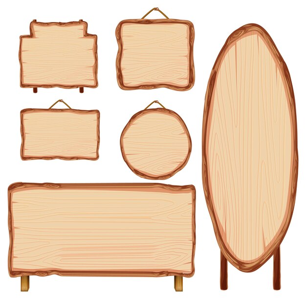 Conjunto de diferentes letreros de madera.