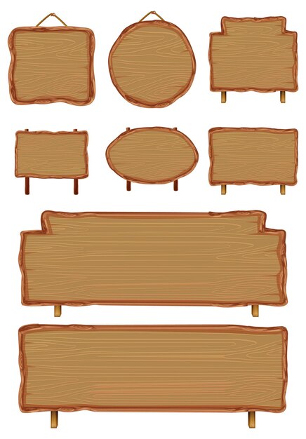 Conjunto de diferentes letreros de madera.