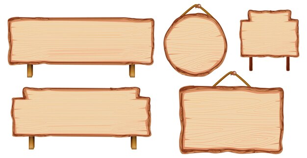 Conjunto de diferentes letreros de madera.