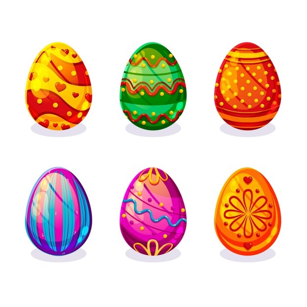 Conjunto de diferentes lindos huevos de pascua
