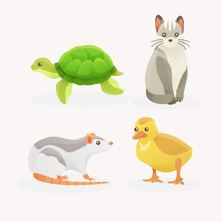Vector gratuito conjunto de diferentes mascotas