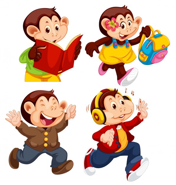 Conjunto de diferentes monos