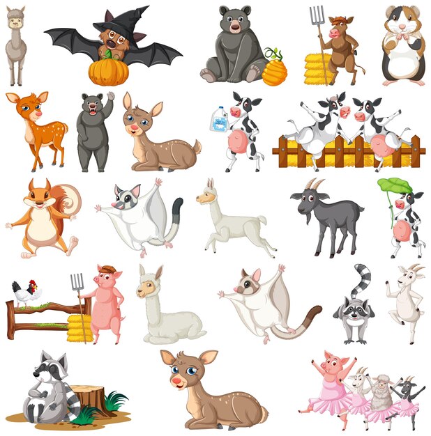 Conjunto de diferentes niños de animales.