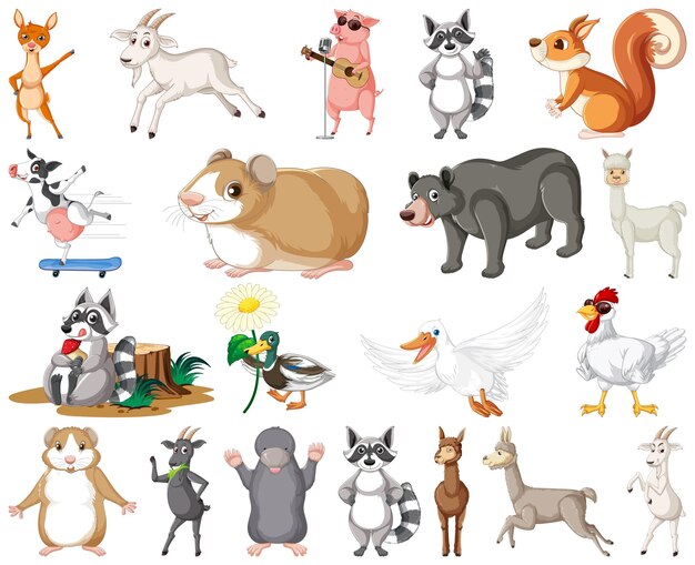 Conjunto de diferentes niños de animales.